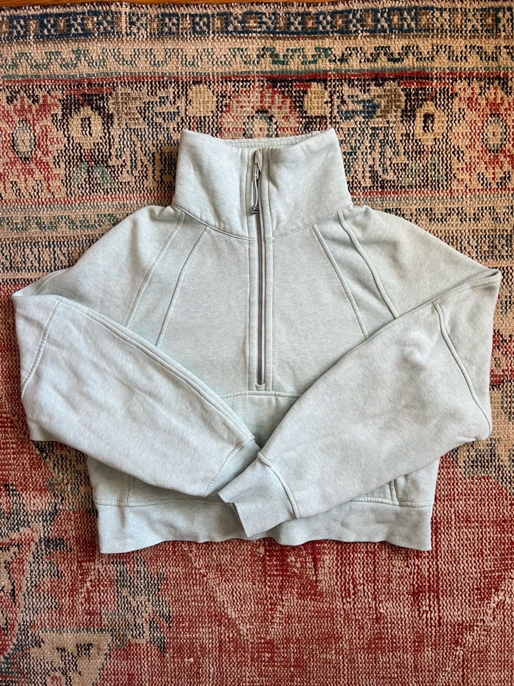 LULULEMON TEAL CROPPED SCUBA QUARTER ZIP